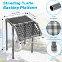 SKARUS Adjustable Standing Turtle Basking Platform (6.49"-15.16" H) 10.8"8.7" Suspended Aquarium Dock with Full-Width Non-Slip Ramp, Above Water Dry Area for 2055 Gallon Tanks