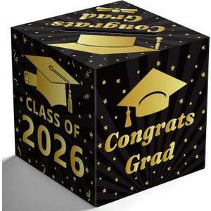 2 x OHOME Graduation Decorations 2026 - Black Gold Graduation Card Box for Graduation Decorations Class of 2026 - Graduation Party Decorations Decor Supplies Favors,Graduation Centerpieces 2026