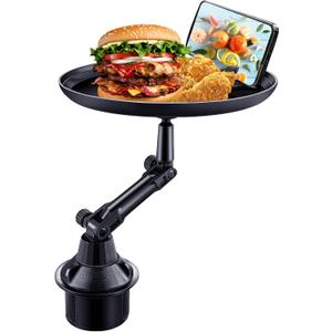 Car Cup Holder Tray for Adults Car Tray Table for Eating with Cell Phone Slot Lap for Universal Adjustable Cup Holder 360 Swivel Fits Vehicle, Boats, Golf Cart