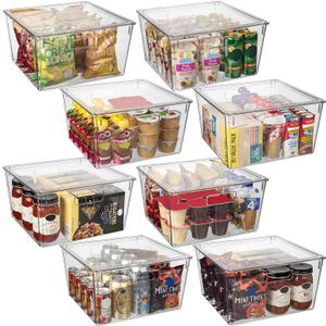 CLEARSPACE Plastic Storage Bins with Lids XL Perfect Kitchen Organization or Pantry Storage Fridge Organizer, Pantry Organization and Storage Bins, Cabinet Organizers, 8 Pack XL