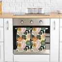 Boho Floral Kitchen Towel Vintage Flower Dish Towel 18 x 28 Inch Hand Drying Tea Towel for Cooking Baking Party Supplies, 2Pcs