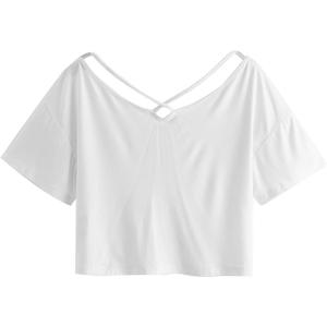 SweatyRocks womens Crop (White, S)
