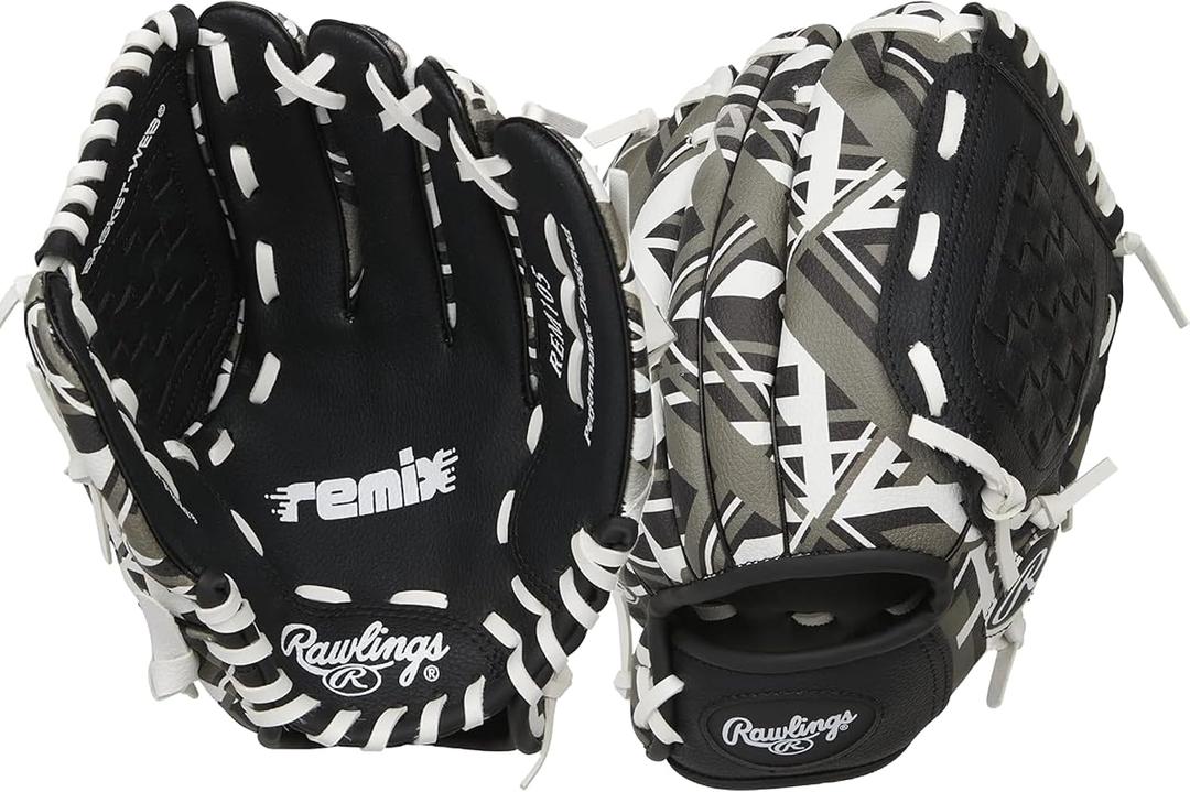 Rawlings | Remix T-Ball & Youth Baseball/Softball Glove | Sizes 9" - 10.5" (Black)