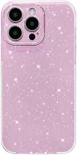 Hython Case for iPhone 14 Pro Case Glitter Cute Sparkly Shiny Bling Sparkle Phone Cases 6.1", Thin Slim Fit Soft TPU Bumper Shockproof Rubber Protective Cover for Women Girls Girly, Lavender Purple