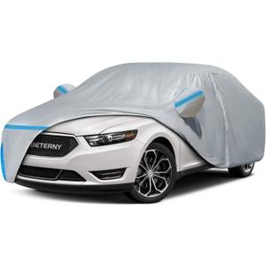 Car Cover for 1986-2026 Ford Taurus, Waterproof Custom-fit All Weather Sun Rain UV Dust Snow Wind Protection Outdoor Taurus Full Car Cover with Door Zipper and Cotton Lining-Gray