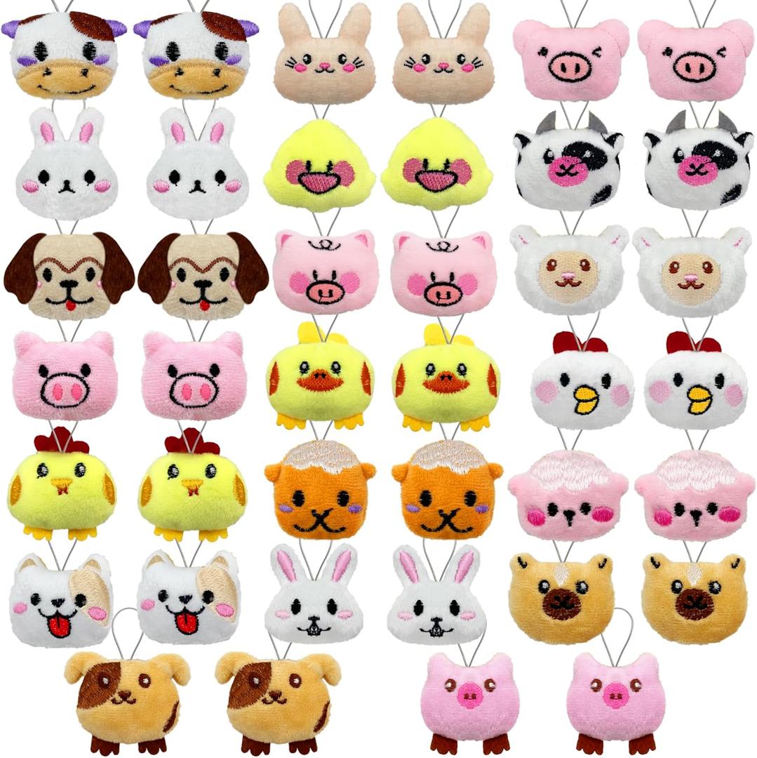 40 PCS Mini Farm Animal Plush Toys Set Cute Small Animal Stuffed Keychain for Party Favors Keychain Ornament for Goody Bag Easter Egg Stuffers Carnival Birthday Party Classroom Prizes 20 Styles