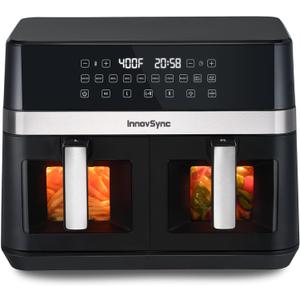 12QT Large Dual Air Fryer, 10-in-1 Double Zone Airfryer with 2×6QT Baskets, 60° Easy-Panel with Full Touchscreen, SyncCook Function, Viewing Window, Nonstick & Dishwasher Safe, 2 Dishes at Once, Black, 12 quarts