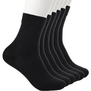 Cotton Mid Calf Crew Socks For Unisex,Soft Breathable Dress Socks For Business, Trouser, Casual 6 Pairs(Black 7-11) (Black)