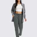 MAGCOMSEN Women's Sherpa Lined Sweatpants Winter Warm Fleece Pants Water Resistant Heavy Insulated Thermal Pants Outdoor (Gray)