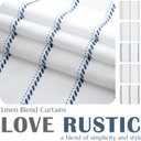 jinchan Linen Striped Kitchen Curtains Tier Cafe Curtains for Living Room Bathroom RV 24 Inch Farmhouse Rustic Half Window Treatment Light Filtering 2 Panels Blue on White