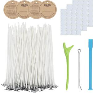 CandMak Candle Wick Kit - 60 Cotton Wicks with Candle Making Tools (Thick 4"+6"+8")