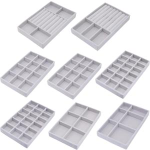 Jewelry Storage 8PACK, Velvet Jewelry Organizer Trays, 4PCS Stackable Jewelry Tray for Drawers, Grey Organizer for Rings, Earrings, Necklaces, Watches, Bracelets, Brooches