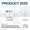 AmazingSpark 72 x 40 Foldable Whiteboard Dry Erase Board Large Tri Folding Whiteboard Magnetic Dry Erase Board, Wall Aluminium Frame and Pen Tray for Office, Home