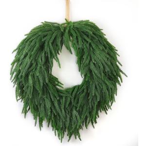 24" Norfolk Pine Christmas Wreath for Front Door  Large Artificial Greenery Wreath for Wall, Porch, or Indoor Outdoor Holiday Decor  Real Touch Pine Foliage (1, 24")