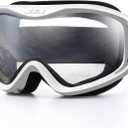 Juli Kids Ski Goggles,Snow Snowboard Goggles Boy Girl Snowmobile Skiing Skating Age 3-8 4302 (Matte White Frame/Clear Lens (Vlt 83%))