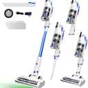 Whall Cordless Vacuum Cleaner, Upgraded Strong Suction Brushless Motor Cordless Stick Vacuum Cleaner,Lightweight Handheld Vacuum for Home Pet Hair Carpet Hard Floor,up to 55mins Runtime,White