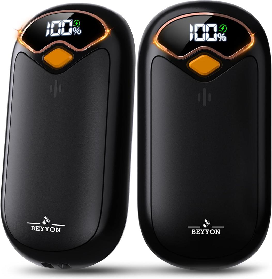 Hand Warmers Rechargeable - Electric Hand Warmer Rechargeable 2 Pack, LED Digital Display, 4 Heat Levels Reusable, USB, Magnetic Portable Handwarmers for Golf/Camping/Hunting, Gift for Women, Men, Black Mini