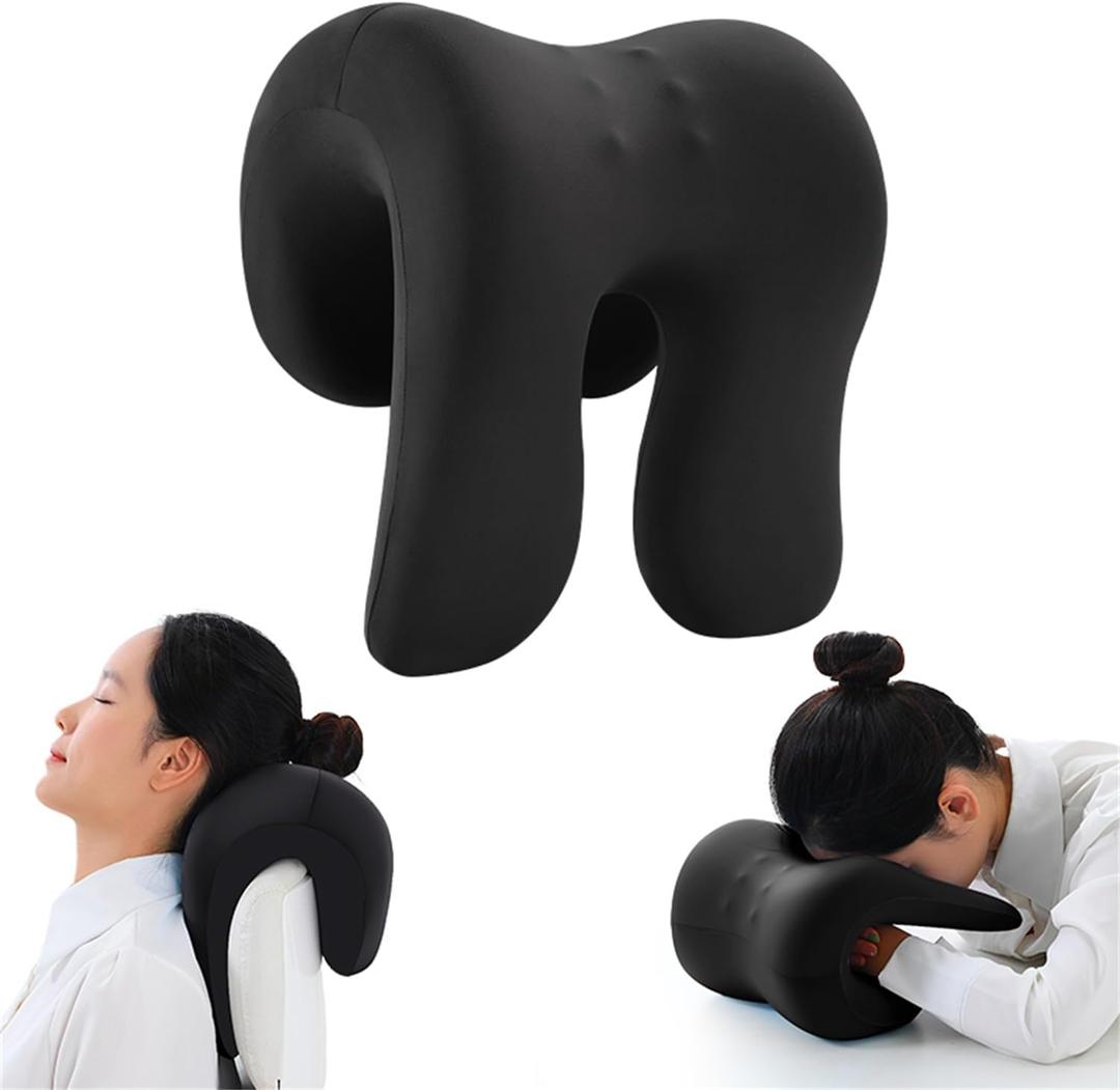 chislim Neck Support for Office Chair,Memory Foam Desk Pillow for Napping,Washable Cover,Fits Most Office Chair (Black)