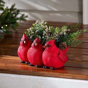 Cardinal Bird Planter  Triple Red Cardinal Resin Succulent Pot, Small Decorative Flower Pot with No Drainage Hole for Indoor & Outdoor Home Dcor