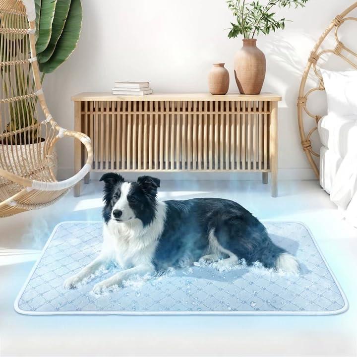 Cooling Mat for Dogs, Q-Max>0.5 Thin Breathable Dog Cooling Mat Blanket for Dogs, Anti-Slip Bottom Washable Pet Cooling Mat, Cool Relief & Portable for Travel Cooling Dog Bed,36x24, Grey.