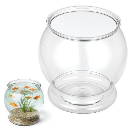 Plastic Fish Bowl 38 oz Decorative Small Mini Fishbowl Round Plastic Aquarium Fish Bowls Unbreakable Heavy Duty Bowl for Centerpiece Vases, Party Decorations, Pack of 1