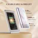 2 x Travel Makeup Mirror with Time & Temperature Display, 2000mAh Rechargeable Battery, 7.5" Portable Foldable Lighted Mirror with 148 Led Lights, 3 Color Lighting Modes, Touch Dimming