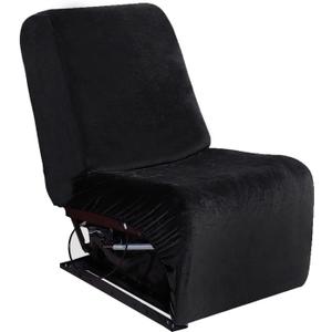 ULTICOR 7-Piece L Shape Sectional Recliner Sofa Covers, Velvet Stretch Reclining Couch Covers for Reclining L Shape Sofa, Thick, Soft, Washable (Black, 1 Additional seat)