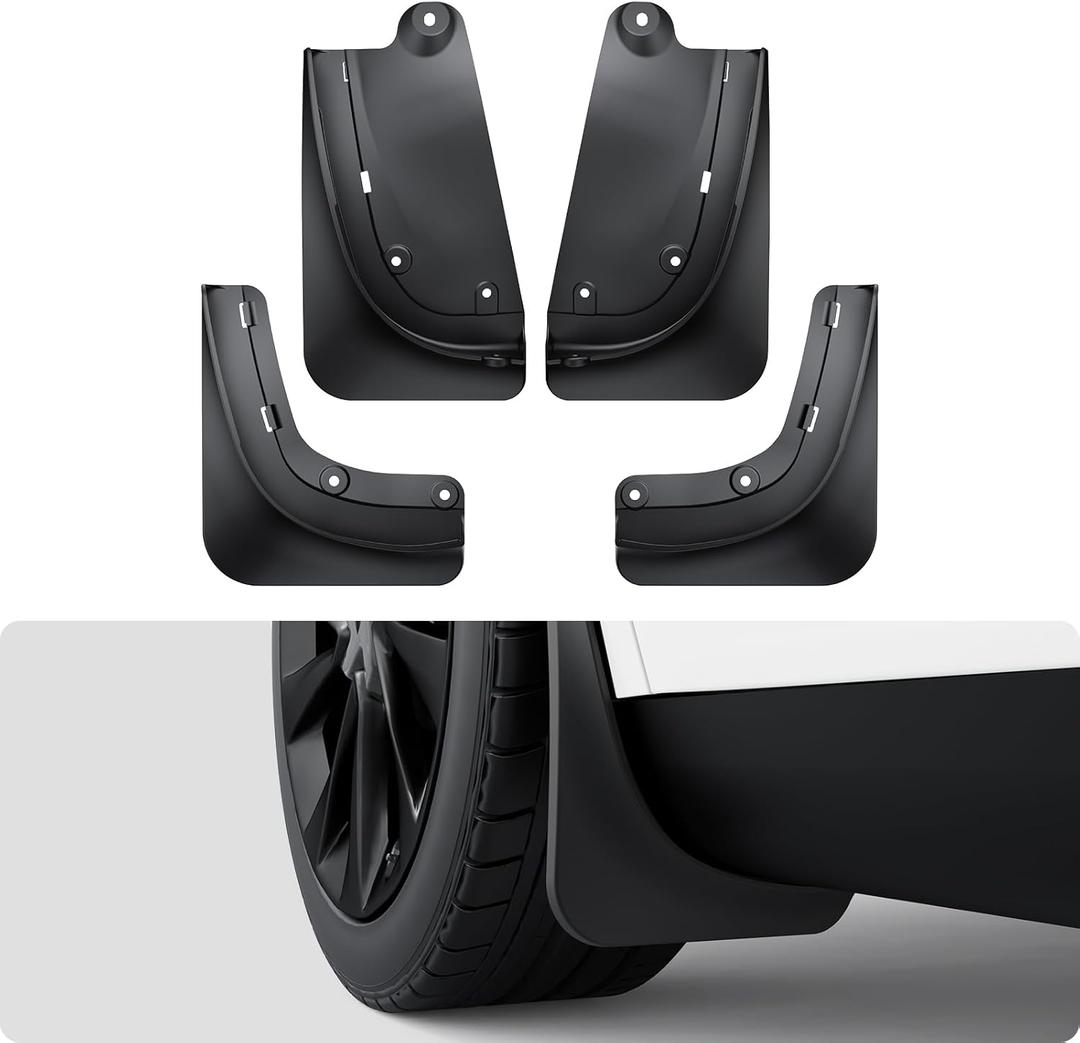 BASENOR 2026 2025 Tesla Model Y Juniper Mud Flaps Splash Guards [No Drilling No Tape] All-Weather Mud Guard, Tire Protector Mudflaps for Model Y Juniper 2025 2026 Exterior Accessories (Set of 4)