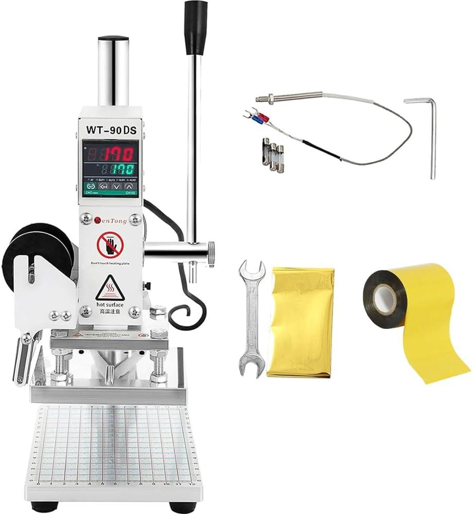 Upgraded Hot Foil Stamping Machine 5x7cm 110V Digital Embossing Machine Manual Tipper Stamper for Leather PU Paper Logo Embossing 1.97"x2.76"