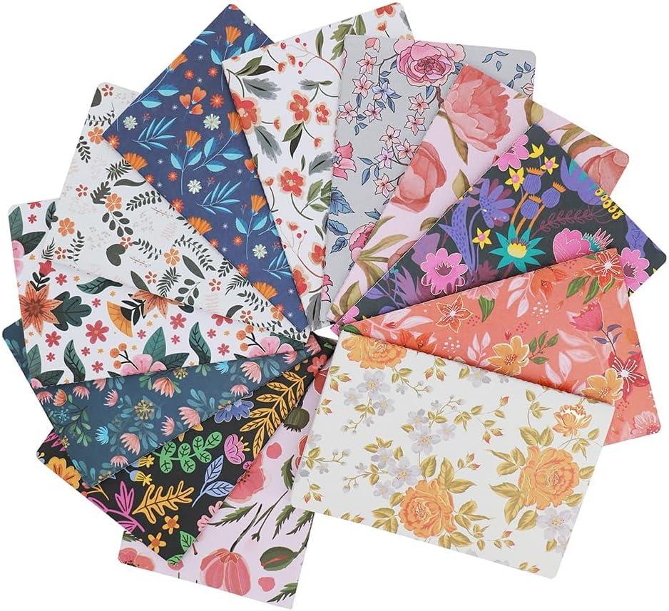 Composition Notebook Journals -12 Pack with 60 Lined Pages, 30 Sheets, Sewn Binding, Hard Cover Books Embossed Cover in Floral Bliss Pattern (5.75 x 8.35 Inches) for School, Office, or At-Home Use