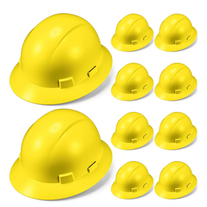 10 Pack Full Brim Hard Hat, White Construction Hard Hat, HDPE Safety Helmet with 6-Point Adjustable Ratchet Suspension for Men and Women