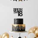 2 x Bruh I'm 18 Cake Topper,Funny 18th Birthday Party Decorations,Bro I'm 18 Happy 18th Birthday Cake topper for women, Black Glitter 18 Birthday Party Decorations For men