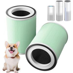 2 Pack True H13 KILO Pet Filter Compatible with Afloia KILO, KILOPLUS, KILOPRO, MIRO,MIRO PRO and MORENTO MR-Kilo, Kalo Air Purifier,360 4-Stage Filtration, True H13 Air Filter, Green