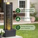 Outdoor Floor Standing Water Fountain with LED Lights, 36-Inch Modern Rectangular Cascading Waterfall Feature for Garden, Patio, Backyard, Deck & Home Decor, Durable Resin Stone-Look Finish