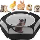 Small Animal Playpen with Cover  Portable, Waterproof Pet Cage Tent for Indoor & Outdoor Use  Ideal for Rabbits, Guinea Pigs, Kittens, Hamsters & Chicks (Black, 45 x 23 x 14)