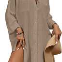 Bsubseach Womens Modern Swimsuit Cover Up Blouse Button Down Shirt Dresses Tops, X-Small