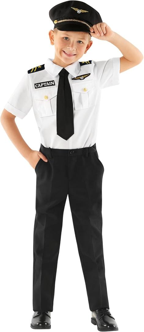 Morph Pilot Kids Airplane Costume - Boys Pilot Uniform for Halloween (Medium)