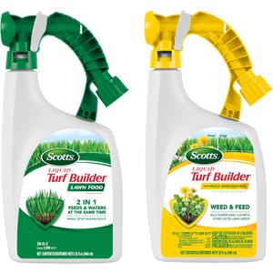 Scotts Liquid Turf Builder 2 Step Lawn-Care with Plus 2 Weed Control and Food, Liquid-Weed and Feed and Fertilizer, 32 oz.