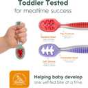 NumNum Baby Spoons Set, Baby Essentials Pre-Spoon GOOtensils for 6+ Months, First Stage Self-Feeding Spoons for Baby Led Weaning (BLW), Silicone Toddler Utensils, BPA-Free, 6 Pack Rainbow