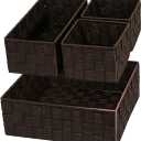 Woven Storage Baskets for Organizing, Small Baskets Cube Bin Container Tote Organizer Divider for Drawer, Closet, Shelf, Dresser, Set of 4(Brown)