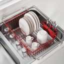 JASIWAY Red in Sink Dish Drying Rack, Expandable Stainless Steel Small Dish Rack Over Kitchen Sink, Plate Drainer Strainer with Cutlery Holder & Cup Holders, Counter Space Saving Wire Dryer Rack (For 11.5"-30"W Sink)