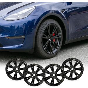 Mayde 19-Inch Wheel Covers fits 2020-2023 Tesla Model Y Rims, Replacement Hub Caps (Set of 4, Gloss Black)