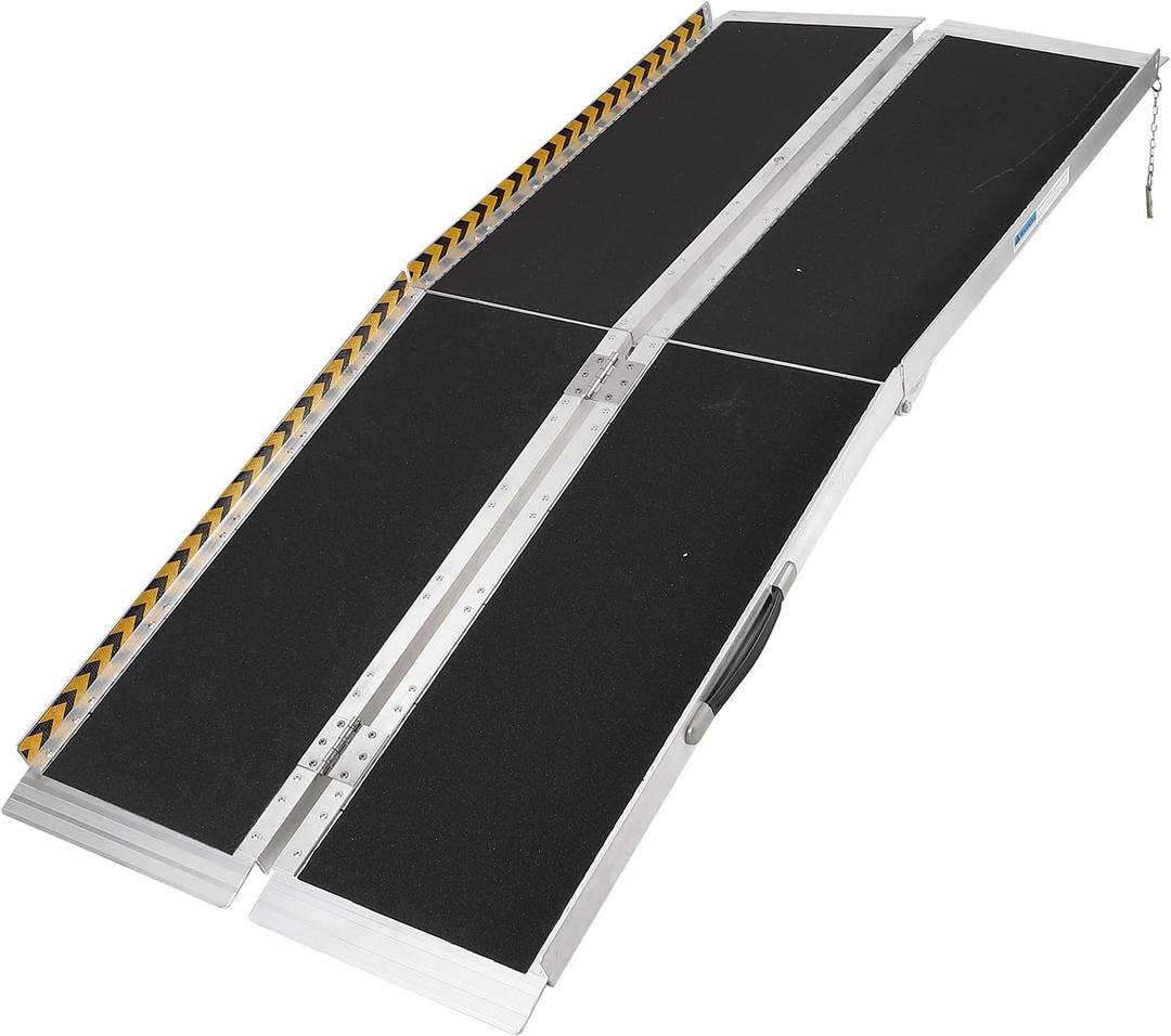 8 FT Portable Wheelchair Ramp for Home Step, Aluminum Handicap Ramp with Non-Skid Surface and Reflective Strips,Weight Capacity 600 LBS