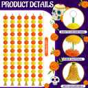 OCTERIC 6 Pcs 5 Feet Long Strands Marigold Flowers Garland with Bell Indian Wedding Decoration Artificial Decorations for Altar Faux Flower for Diwali, Pooja, Bush Floral Party (Dark Orange, Yellow)