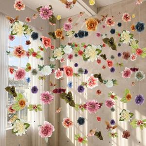 XunYee 6 Pcs 35.4 ft Flower Garlands Artificial Wildflower Vines Floral Hanging Backdrop Fake Flower Garlands Faux Silk Wildflower Vine for Wedding Bridal Shower Home Garden Wall Arch Decor(Boho)