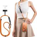 TORRAS Phone Lanyard with Hanging Loops, Adjustable Anti Theft Phone Strap Crossbody for iPhone 17 Pro,SkinFriendly,2 Tabs, Universal Cell Phone Neck Lanyard for Daily & Outdoor Activities, Orange