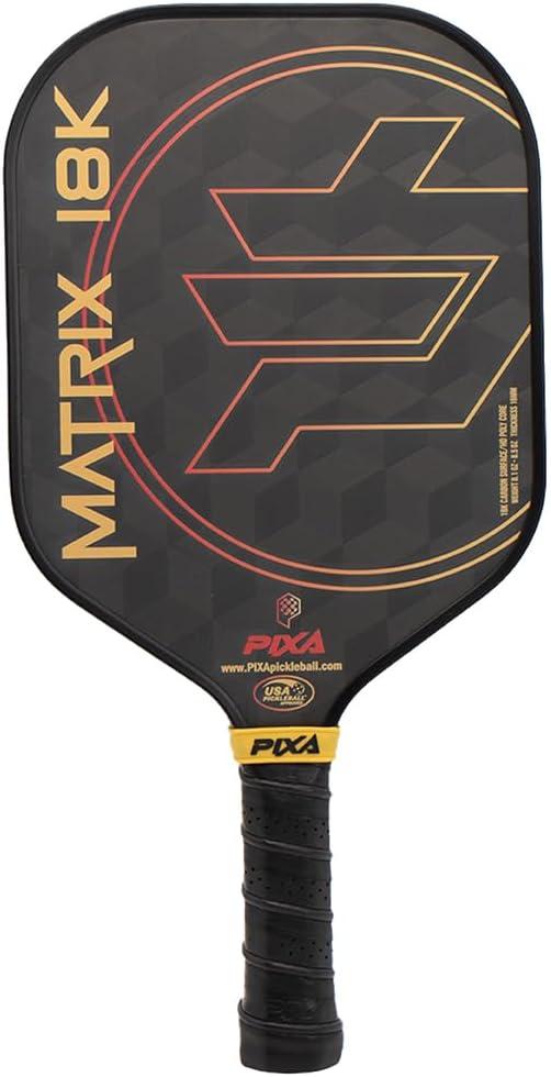 18K Carbon Fiber Pickleball Paddle USAPA Approved Matrix Thermoformed Paddle for Intermediate and Pro Players, Textured Surface, Foam Edge, Premium Grip, Power & Spin Control PIXA Pickleball