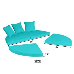 Outdoor Round 66" Daybed Replacement 4 in 1 Cushion Cover,Teal | Waterproof, fade-resistant, outdoor fabric, replacement sunbed 4-in-1 round pad replacement cover