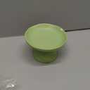 VCEPJH Elevated Shallow Cat Bowls 6.1in Ceramic Cat Food Plate Pack of 2 Raised Cats Dish Flat Anti Whisker Fatigue Wide Pet Food & Water Feeder for Indoor Kitty Kitten (Green)