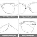 Zeelool Oversized Eyeglasses for Women Square Blue Light Glasses Metal Eyewear Glasses Non Prescription (Silver)